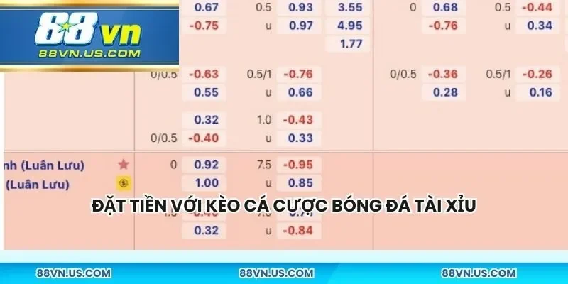 Đặt tiền với kèo cá cược bóng đá tài xỉu